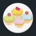 Cupcakes Magnet<br><div class="desc">Cupcakes cupcake Kuchen Kuchen Süßigkeiten süß adorable niedliche süße, flauschig lustige Cartoon Spaß süße niedliche Kinder Kinder Kirschen Vanille rosa Muffin schöne blaubraune Brocken Cookies Coockies Bäckerei Kirsche Erdbeeren Erdbeeren</div>