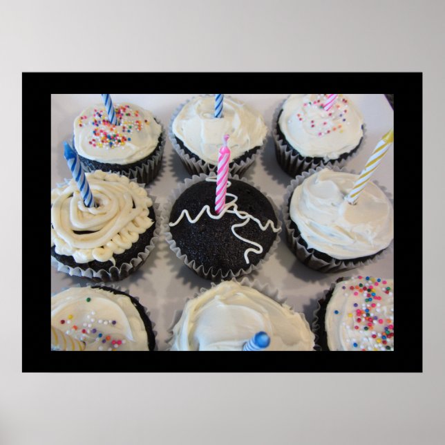 Cupcakes mit Kerzen Poster (Vorne)