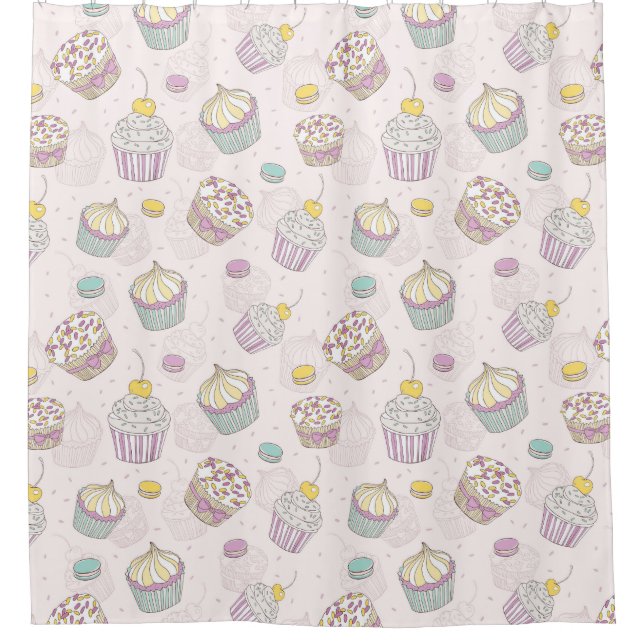 Cupcakes Pattern Duschvorhang (Vorderseite)