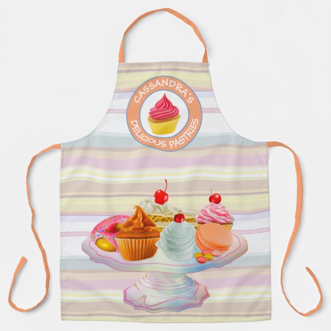 Cupcakes Pie Donut Macaron Süßgebackene Leckereien Schürze (Vorderseite)