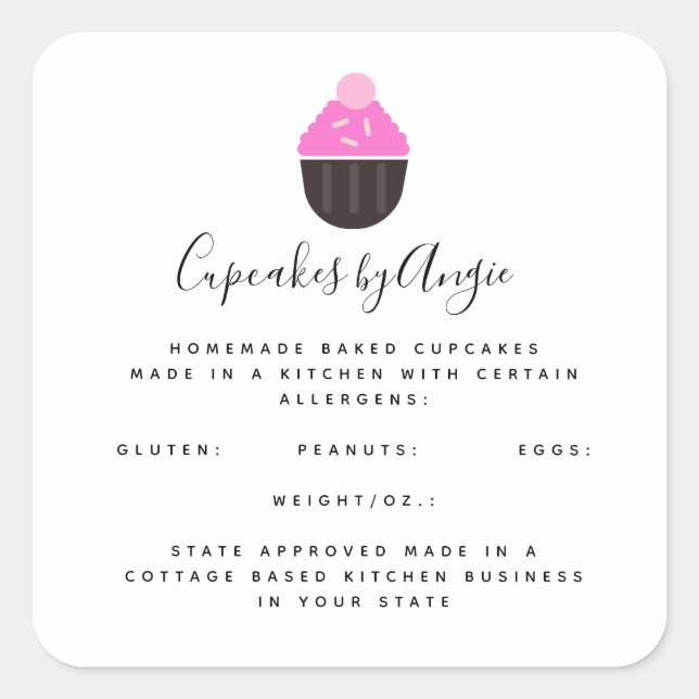 Cupcakes Pink Food Business Square Sticker (Vorderseite)