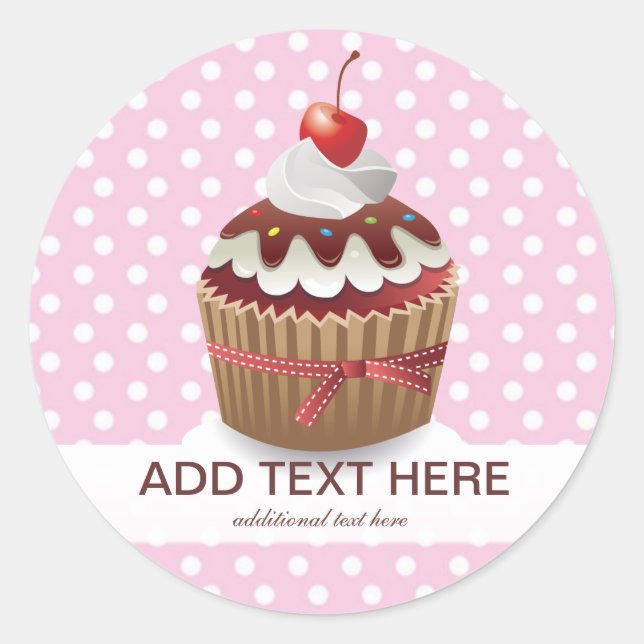 Cupcakes Pink Sweet Pois Autocollants personnalisé (Devant)