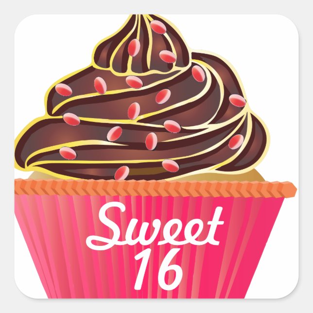 Cupcakes Quadratischer Aufkleber (Vorderseite)