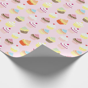 CUPCAKES ROSA MUSTER GESCHENKPAPIER