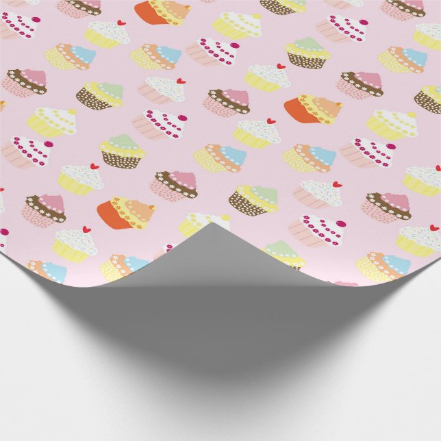 CUPCAKES ROSA MUSTER GESCHENKPAPIER (Ecke)