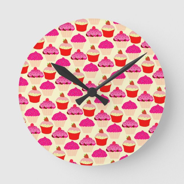 Cupcakes Runde Wanduhr (Vorderseite)
