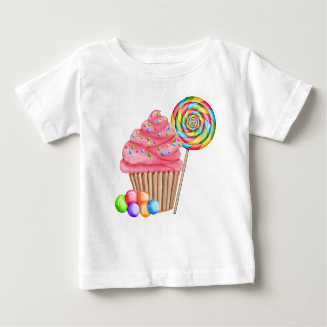 Cupcakes und Candy Birthday T Shirt (Vorderseite)