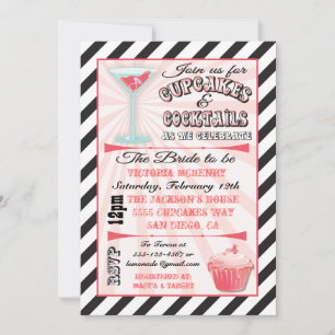 Cupcakes und Cocktails Einladungen zur Dusche Brid