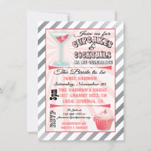 Cupcakes und Cocktails Einladungen zur Dusche Brid