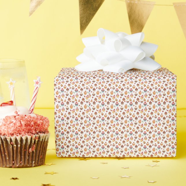 Cupcakes und Erdbeeren Geschenkpapier (Geburtstagsparty)