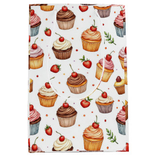 Cupcakes und Erdbeeren Mittlere Geschenktüte