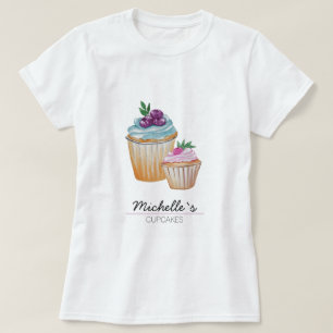 CupCakes und Früchte Wasserfarben Monogramm T-Shirt