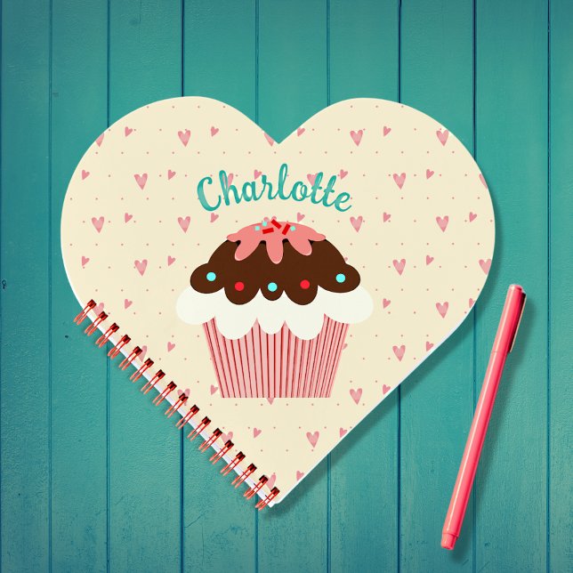 Cupcakes und Hearts Personalisiertes Notebook Notizbuch (Von Creator hochgeladen)