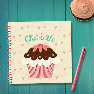 Cupcakes und Hearts Personalisiertes Notebook Notizbuch