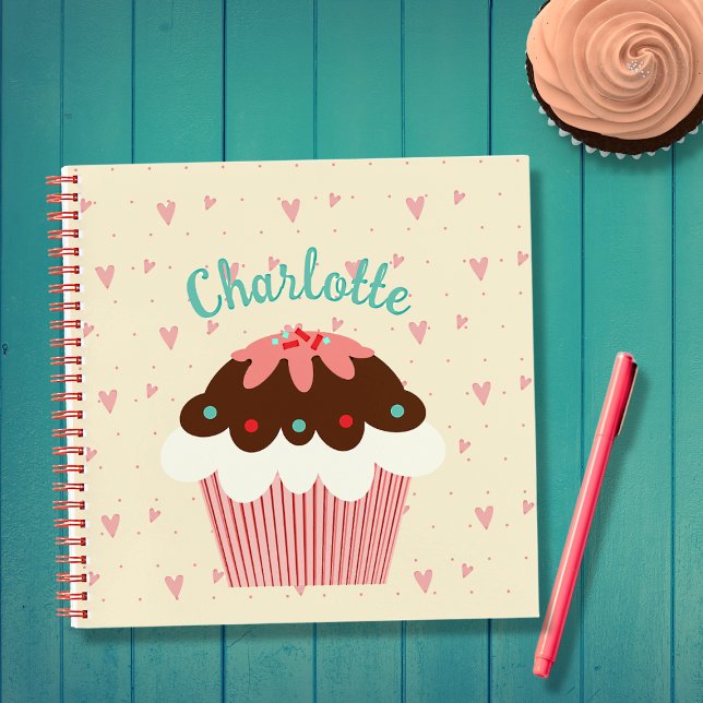 Cupcakes und Hearts Personalisiertes Notebook Notizbuch (Von Creator hochgeladen)