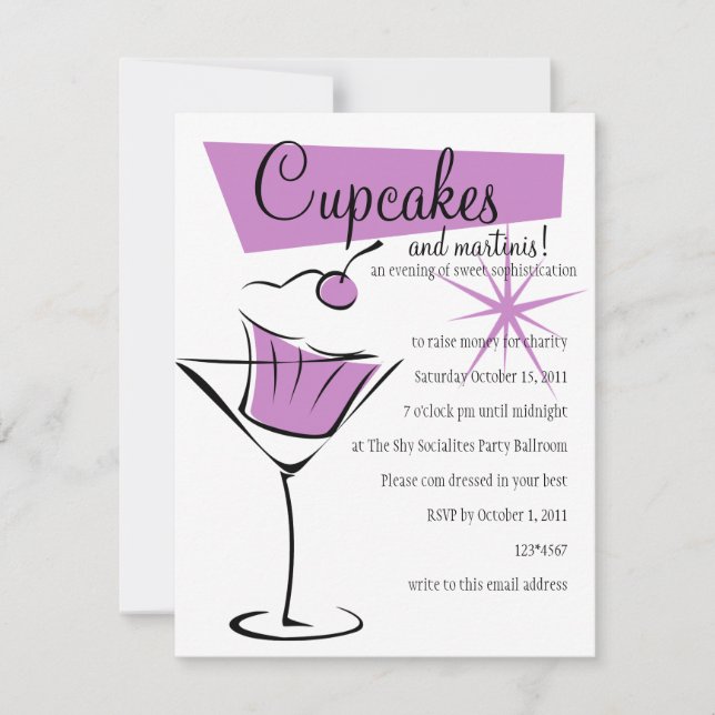 Cupcakes und Martinis! Einladung (Vorderseite)