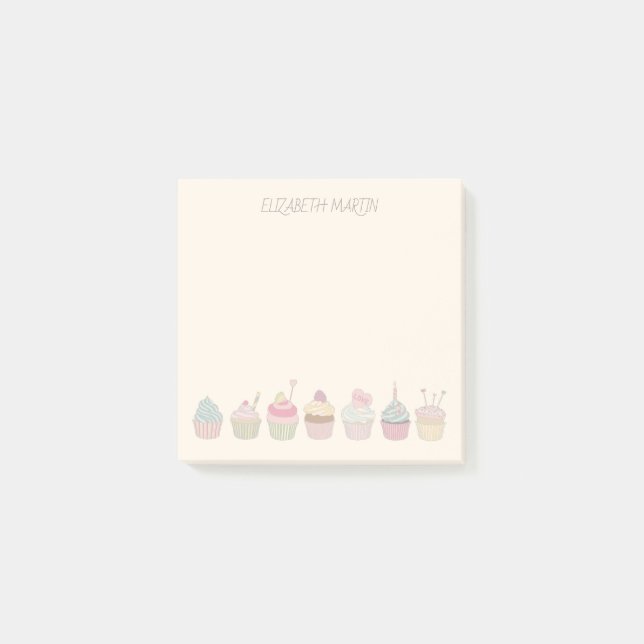 Cupcakes und Name Post-it Klebezettel (Vorderseite)