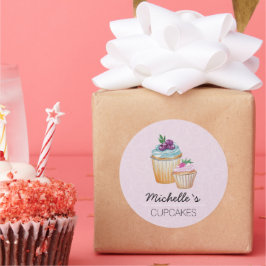 CupCakes und Obst Wasserfarbe Runder Aufkleber