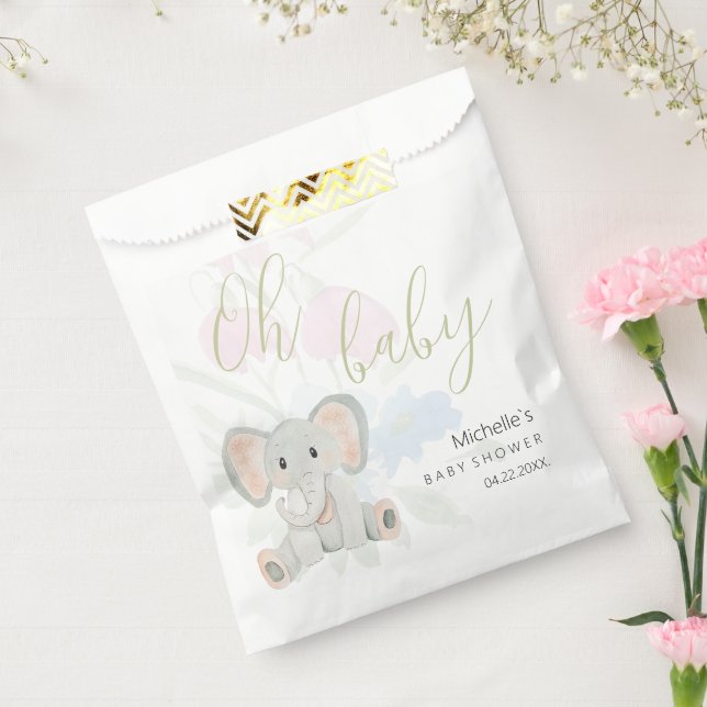 Cupe Spring Elephant Watercolor Illustration Geschenktütchen (Versiegelt)