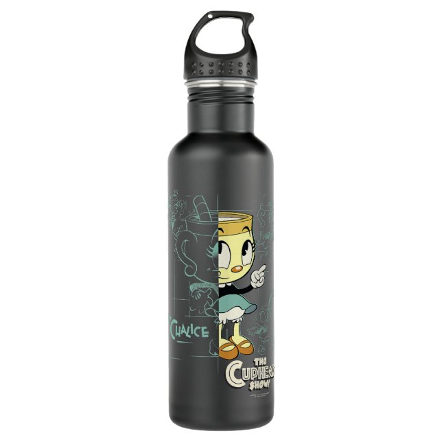 Cuphead Show Ms. Chalice Halbskizze Premium Edelstahlflasche (Vorderseite)
