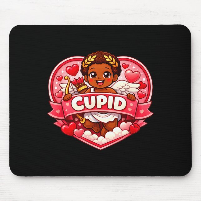 Cupid Afroamerikanischer Valentinstag  Mousepad (Vorne)