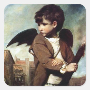 Cupid als Link Boy Quadratischer Aufkleber