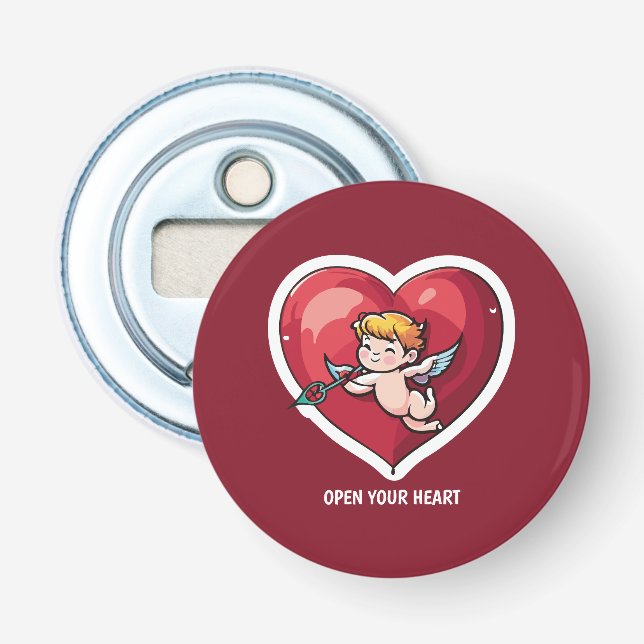 Cupid am roten Herz Flaschenöffner (Vorderseite)