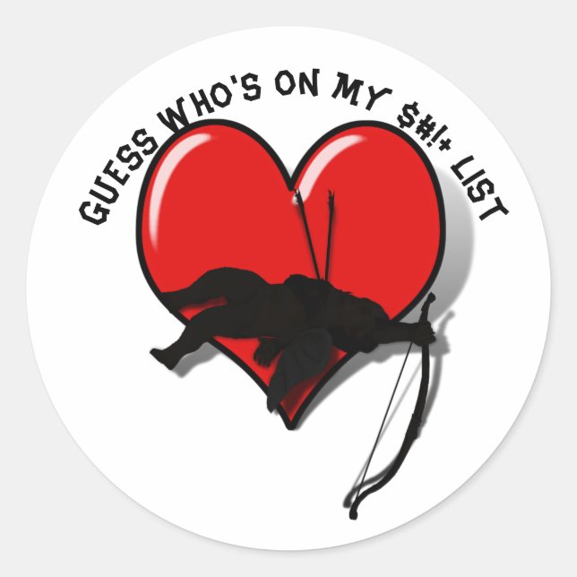 Cupid Anti Valentine's Day  Runder Aufkleber (Vorderseite)