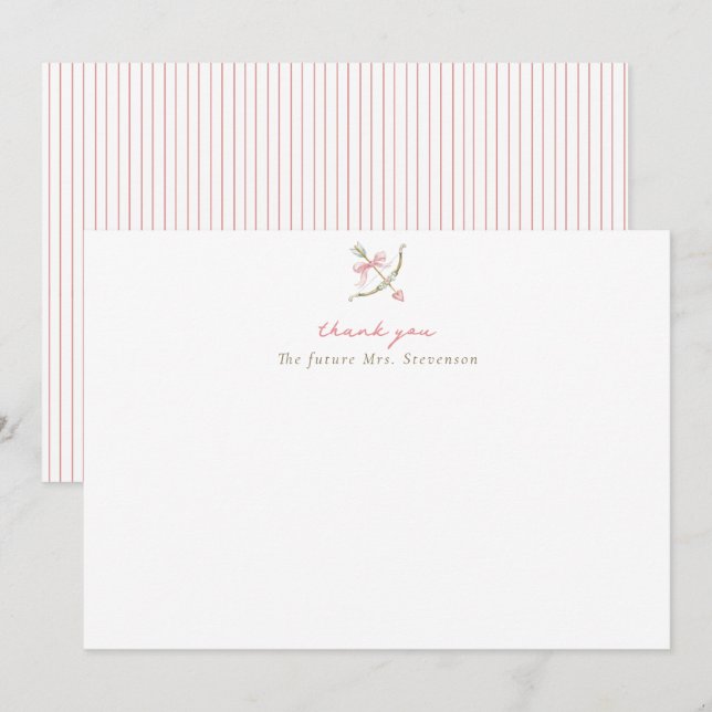 Cupid Arrow Bow & Heart Bridal Shower Dankeskarte (Vorne/Hinten)