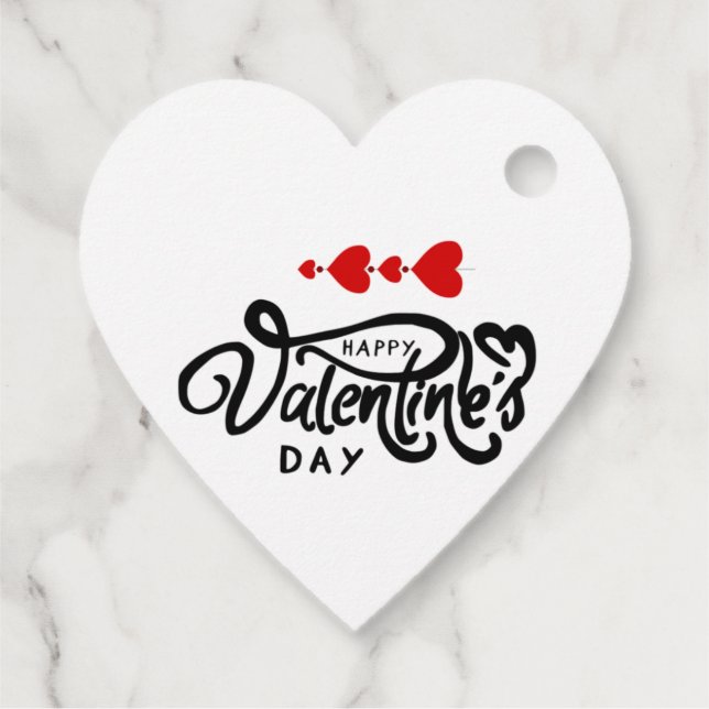 Cupid Arrow Red Hearts Happy Valentine's Day Text Geschenkanhänger (Rückseite)