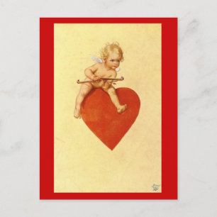 Cupid auf einem Herzen - Postkarte