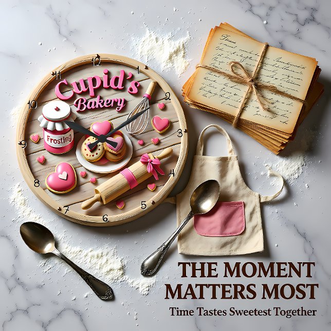 Cupid Bakery Sweetheart Kitchen Große Wanduhr (Von Creator hochgeladen)
