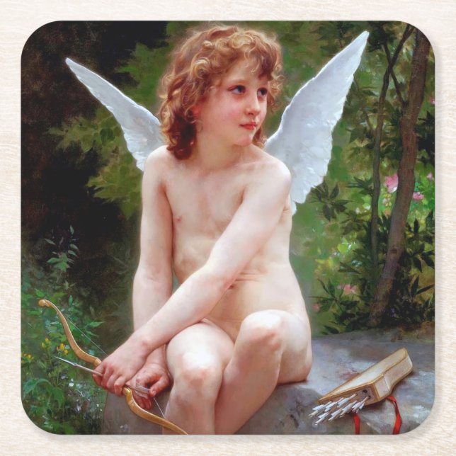Cupid, Bouguereau Rechteckiger Pappuntersetzer (Vorderseite)