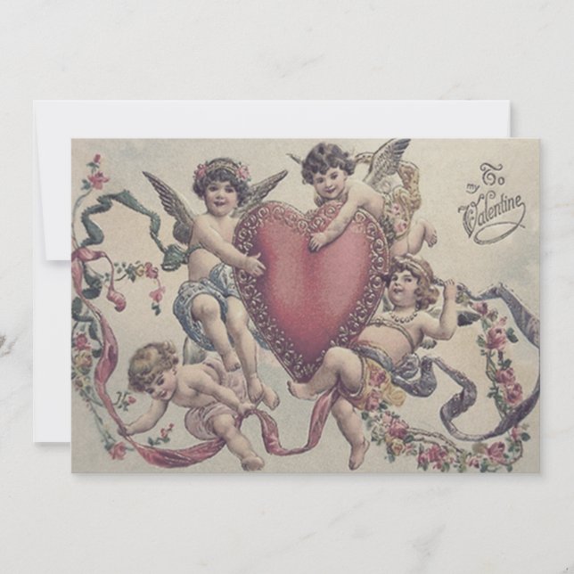 Cupid Cherub Angel Heart Wedding Einladung (Vorderseite)
