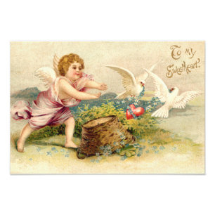 Cupid Cherub Engel Taube Herz Fotodruck