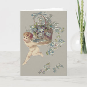 Cupid Cherub Engel Vergissmeinnicht Karte
