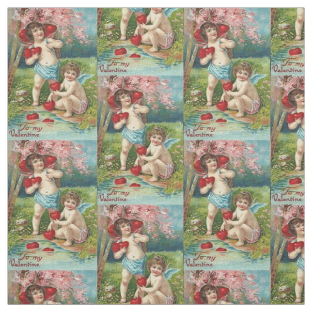 Cupid Cherub Harvesting Heart Tree Stoff (Muster)