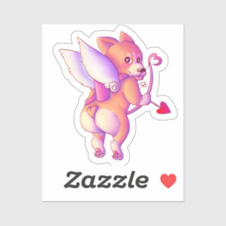 Cupid Corgi Aufkleber