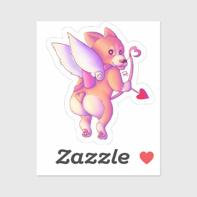 Cupid Corgi Aufkleber (Blatt)