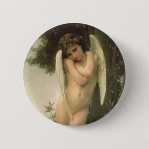 Cupid (Cupido) Engelporträt von Bouguereau Button