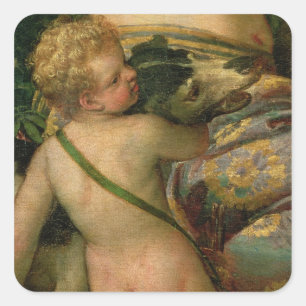 Cupid, Detail aus Venus und Adonis, 1580 Quadratischer Aufkleber