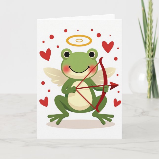 Cupid Frog Valentine Love Card Karte (Vorderseite)