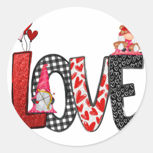Cupid Gnomes, Liebe Doodle Runder Aufkleber