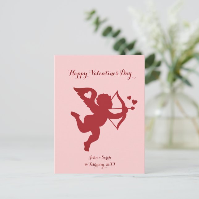 CUPID Happy Valentine's Day Postkarte (Stehend Vorderseite)