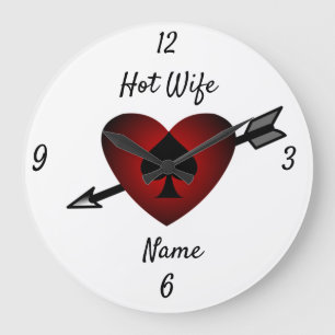 Cupid Heart Black Spade Thunder_Cove Große Wanduhr