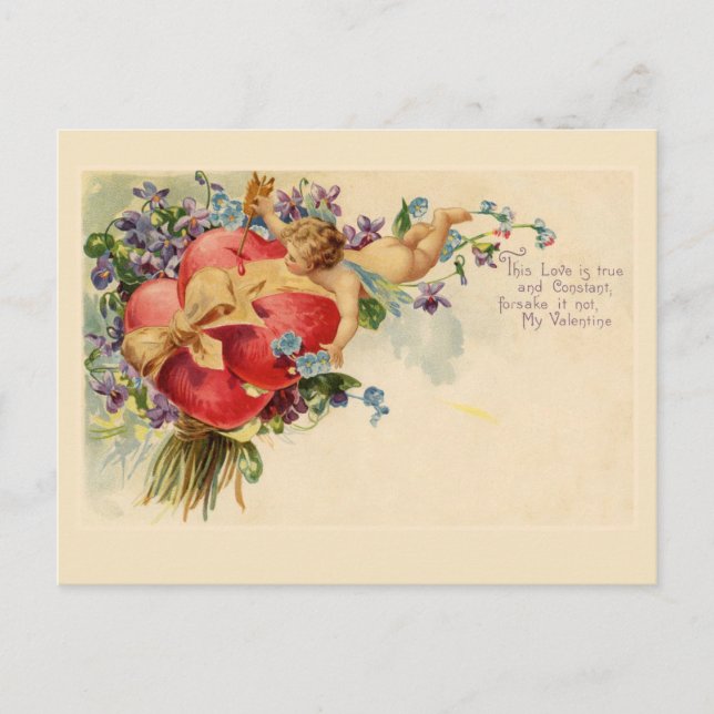 Cupid Hearts Vintag Valentine Postkarte (Vorderseite)