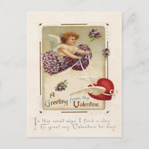 Cupid Herz Lila Vergissmeinnicht Postkarte