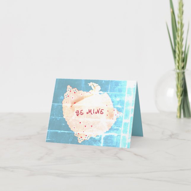 Cupid Herzen Valentine BE MINE Card rot & blau Karte (Vorderseite)