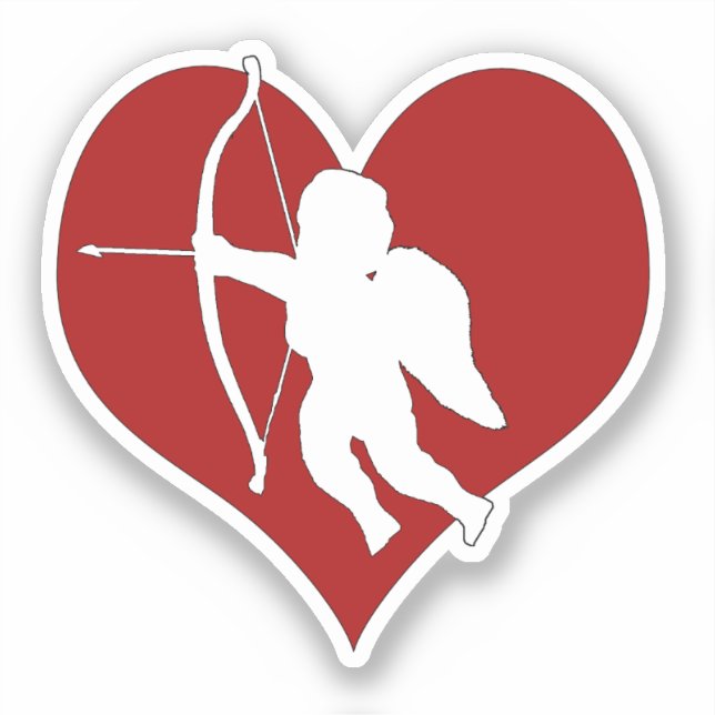 Cupid in einem Herzen  Aufkleber (Vorderseite)