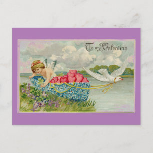 Cupid in einer Bootspostkarte Postkarte